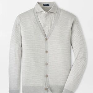 Peter Millar Men's Medium Cane Striped Wool Cardigan Sweater MSRP $350